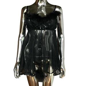 Vtg Lingerie Sheer 90s with Faux Fur